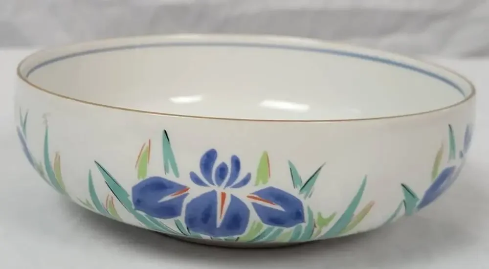 Japanese White China Bowl with Blue Flowers 4.75